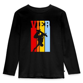 Vier Jahre alt - Alter - Geburtstag - Skater - Kinder Premium Bio Langarmshirt - Schwarz - Vorne - AI Model Kid Male (0cm)