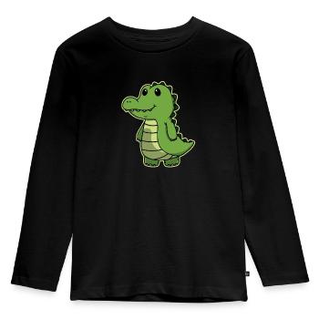 Süßes Tier Baby Krokodil Alligator Kroko - Kinder Premium Bio Langarmshirt - Schwarz - Vorne - AI Model Kid Male (0cm)