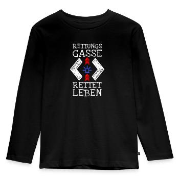 Rettungsgasse Feuerwehr Notarzt Polizei Unfall - Kinder Premium Bio Langarmshirt - Schwarz - Vorne - AI Model Kid Male (0cm)