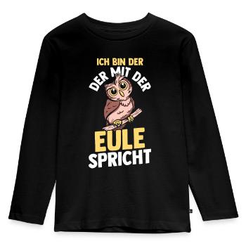 Eulen - Kinder Premium Bio Langarmshirt - Schwarz - Vorne - AI Model Kid Male (0cm)