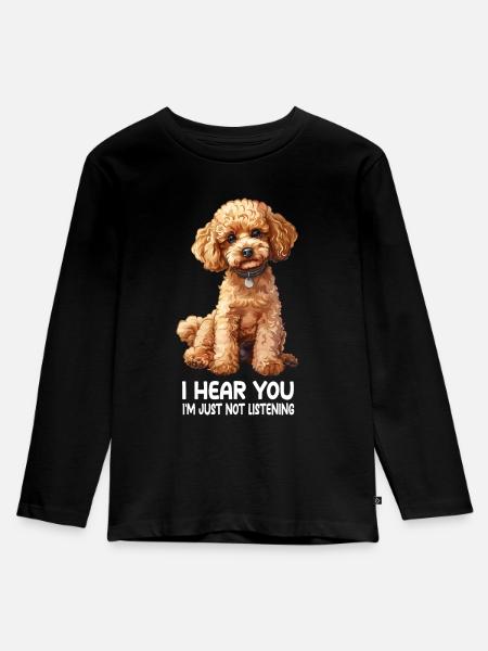 Pudel - Kinder Premium Bio Langarmshirt - Schwarz