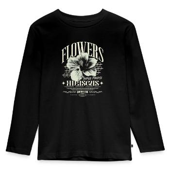 Hibiscus Flower Hibiscus Flower - Kids' Premium Longsleeve Shirt - black - Front - AI Model Kid Male (0cm)