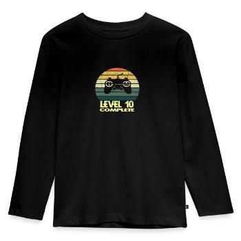 level 10 complete - Kinder Premium Bio Langarmshirt - Schwarz - Vorne - AI Model Kid Male (0cm)