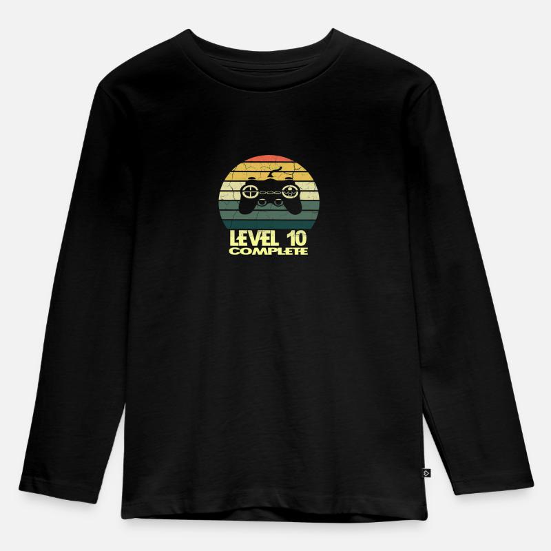 level 10 complete - Kinder Premium Bio Langarmshirt - Schwarz