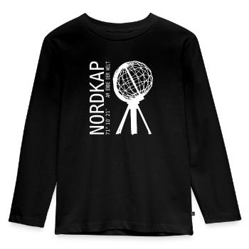 NORDKAP AM ENDE DER WELT WELTKUGEL NORWEGEN Norway - Kinder Premium Bio Langarmshirt - Schwarz - Vorne - AI Model Kid Male (0cm)