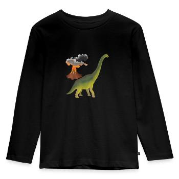 Dino und Vulkan - Kinder Premium Bio Langarmshirt - Schwarz - Vorne - AI Model Kid Male (0cm)