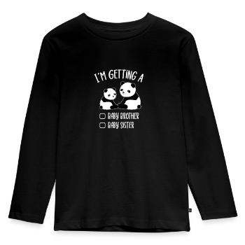 Je reçois un cadeau de panda de bébé frère et de petite sœur - T-shirt manches longues Premium Enfant - noir - Devant - AI Model Kid Male (0cm)