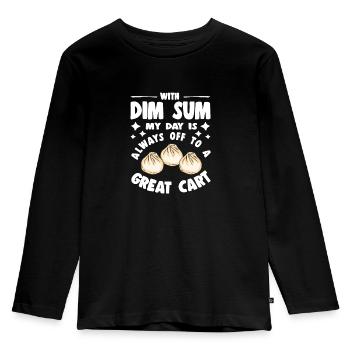 Delicious Asian Food Bao Bun Funny Dim Sum - Kids' Premium Longsleeve Shirt - black - Front - AI Model Kid Male (0cm)