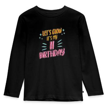 11th birthday Girl Lets Glow My 11 Years Old Gifts - Kids' Premium Longsleeve Shirt - black - Front - AI Model Kid Male (0cm)