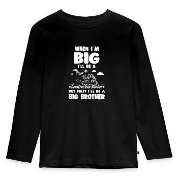 When I'm Big I'll Be an Construction Big Brother - Kinder Premium Bio Langarmshirt - Schwarz - Vorne - AI Model Kid Male (0cm)
