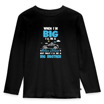When I'm Big Police Officer First Big Brother - Kinder Premium Bio Langarmshirt - Schwarz - Vorne - AI Model Kid Male (0cm)