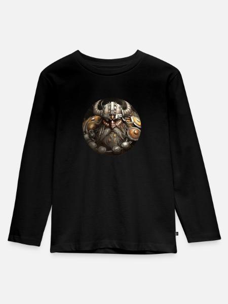 Wikinger - Kinder Premium Bio Langarmshirt - Schwarz