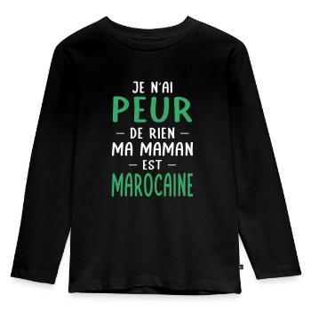 Je n'ai peur de rien ma maman est Marocaine - T-shirt manches longues Premium Enfant - noir - Devant - AI Model Kid Male (0cm)