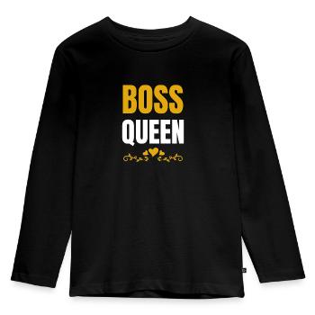 Boss Queen Lady Ladies Gift - Kids' Premium Longsleeve Shirt - black - Front - AI Model Kid Male (0cm)