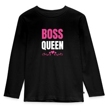 Boss Queen Lady Ladies Gift - Kids' Premium Longsleeve Shirt - black - Front - AI Model Kid Male (0cm)