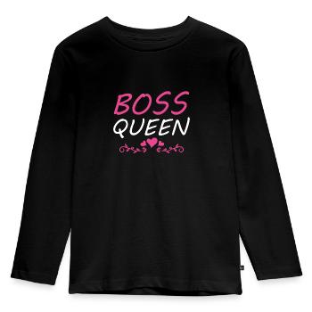 Boss Queen Lady Ladies Gift - Kids' Premium Longsleeve Shirt - black - Front - AI Model Kid Male (0cm)