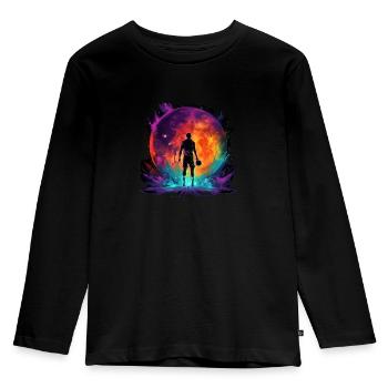 Basketballspieler im Kunst Design für Sport Fans - Kinder Premium Bio Langarmshirt - Schwarz - Vorne - AI Model Kid Male (0cm)