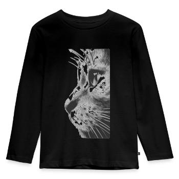 Katzengesicht - Kinder Premium Bio Langarmshirt - Schwarz - Vorne - AI Model Kid Male (0cm)