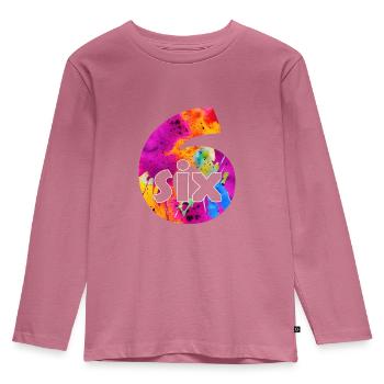 SIX GARÇONS DE 6 ANS 6E ANNIVERSAIRE - T-shirt manches longues Premium Enfant - mauve - Devant - AI Model Kid Female (0cm)