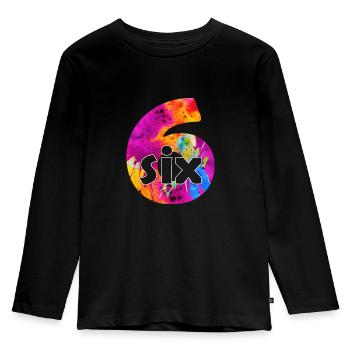 SIX 6 YEAR BOY 6TH BIRTHDAY - Kids' Premium Longsleeve Shirt - black - Front - AI Model Kid Male (0cm)