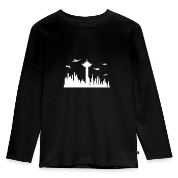Contrôleur de la circulation aérienne Aviation Aviation Aviator - T-shirt manches longues Premium Enfant - noir - Devant - AI Model Kid Male (0cm)
