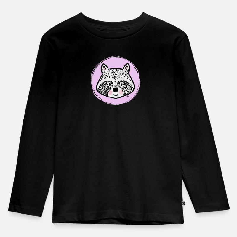 Süßer Waschbär - Portrait - Kinder Premium Bio Langarmshirt - Schwarz