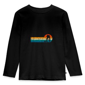 Eis Curling Curler Eisstockschießen Retro Geschenk - Kinder Premium Bio Langarmshirt - Schwarz - Vorne - AI Model Kid Male (0cm)
