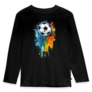 Fußball Fußballspieler Ball - Kinder Premium Bio Langarmshirt - Schwarz - Vorne - AI Model Kid Male (0cm)