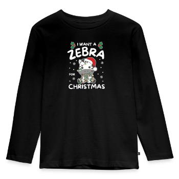 Ich will ein Zebra zu Weihnachten süße Zebras - Kinder Premium Bio Langarmshirt - Schwarz - Vorne - AI Model Kid Male (0cm)