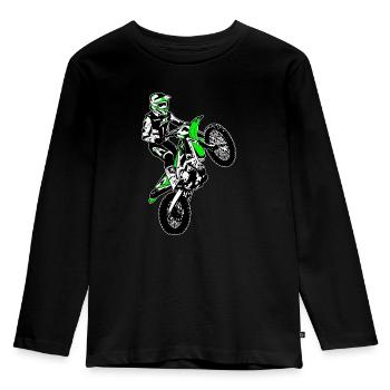 Moto Cross - Motocross - Supercross - MX - SX - Kinder Premium Bio Langarmshirt - Schwarz - Vorne - AI Model Kid Male (0cm)