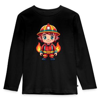 Héros en rouge le pompier - T-shirt manches longues Premium Enfant - noir - Devant - AI Model Kid Male (0cm)