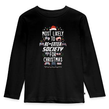 Noël Gamer Gaming Dire Drôle Humour Noël - T-shirt manches longues Premium Enfant - noir - Devant - AI Model Kid Male (0cm)
