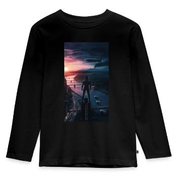 Thoughts float... - Kids' Premium Longsleeve Shirt - black - Front - AI Model Kid Male (0cm)