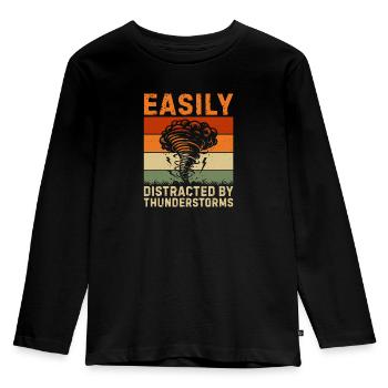 Easily distracted by thunderstorms - Kids' Premium Longsleeve Shirt - black - Front - AI Model Kid Male (0cm)