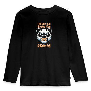 Großer Panda Pandabär - Kinder Premium Bio Langarmshirt - Schwarz - Vorne - AI Model Kid Male (0cm)