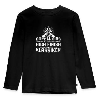 Doppel 1 ist kein high finish aber ein Klassiker - Kinder Premium Bio Langarmshirt - Schwarz - Vorne - AI Model Kid Male (0cm)