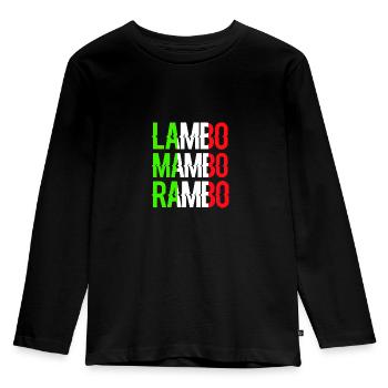 Lambo Mambo Rambo Pun Funny - Kids' Premium Longsleeve Shirt - black - Front - AI Model Kid Male (0cm)