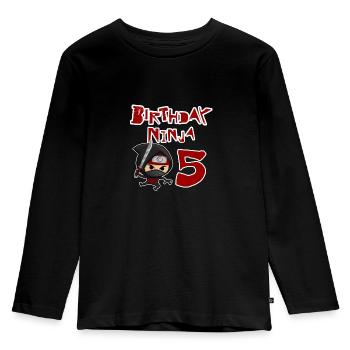 5. Geburtstag Ninja 5 - Kinder Premium Bio Langarmshirt - Schwarz - Vorne - AI Model Kid Male (0cm)