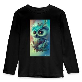 Hibou mignon - T-shirt manches longues Premium Enfant - noir - Devant - AI Model Kid Male (0cm)