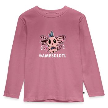 Axolotl Amphibie Lurch Salamander - Kinder Premium Bio Langarmshirt - Mauve - Vorne - AI Model Kid Female (0cm)