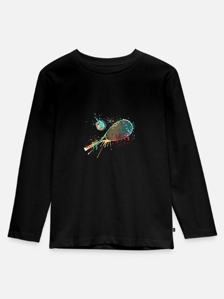Splash art Squash sports for squash racket - Kinder Premium Bio Langarmshirt - Schwarz