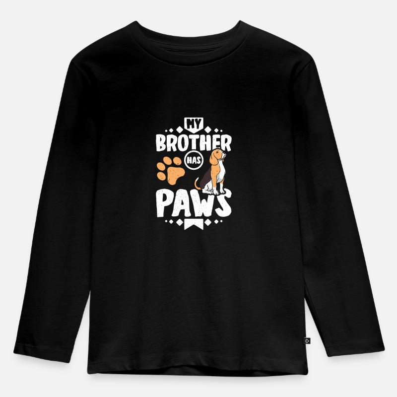 My beagle brother has paws - Kinder Premium Bio Langarmshirt - Schwarz