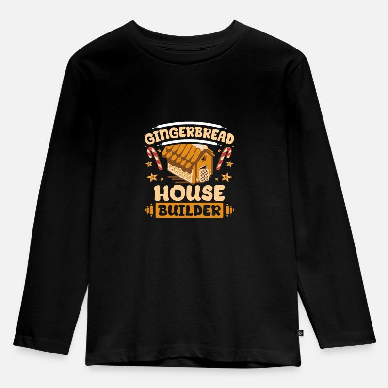 Christmas Gingerbread house builder - Kinder Premium Bio Langarmshirt - Schwarz