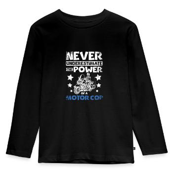 Never underestimate the power of a motor cop - Kids' Premium Longsleeve Shirt - black - Front - AI Model Kid Male (0cm)