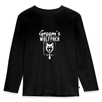 Groom Wedding Squad Party The Groom's Wolfpack - Kinder Premium Bio Langarmshirt - Schwarz - Vorne - AI Model Kid Male (0cm)