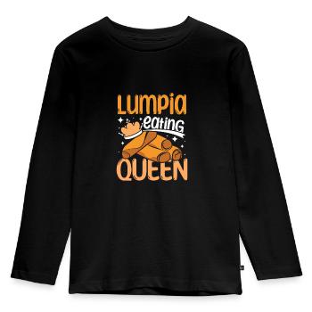 Lumpia mangeant la reine - T-shirt manches longues Premium Enfant - noir - Devant - AI Model Kid Male (0cm)