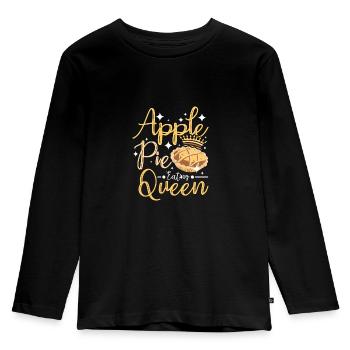 Apple pie eating queen - Kinder Premium Bio Langarmshirt - Schwarz - Vorne - AI Model Kid Male (0cm)