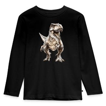 Tiere Dino Dinosaur Trex T Rex Tyrannosaurus - Kinder Premium Bio Langarmshirt - Schwarz - Vorne - AI Model Kid Male (0cm)