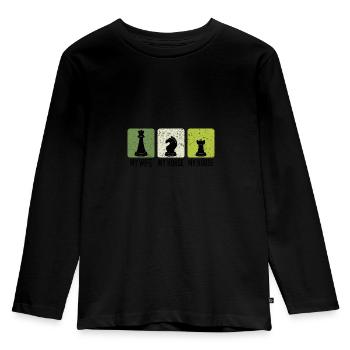 Chess Player Chess Games Chess Pun - Kinder Premium Bio Langarmshirt - Schwarz - Vorne - AI Model Kid Male (0cm)