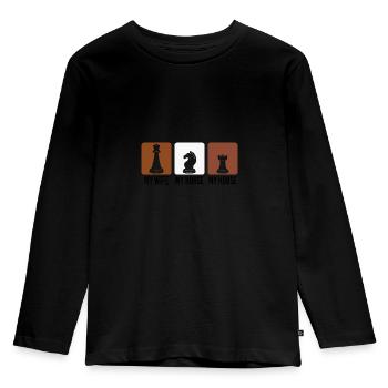 Chess Player Chess Games Chess Pun - Kinder Premium Bio Langarmshirt - Schwarz - Vorne - AI Model Kid Male (0cm)